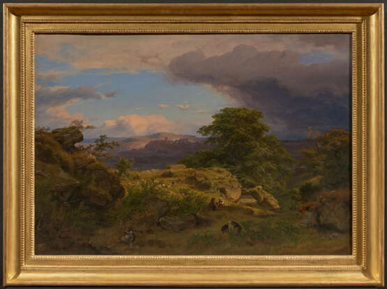 Cäsar Metz. Large Rhine Landscape with View of the Rheinfels Ruins over St. Goar - photo 2