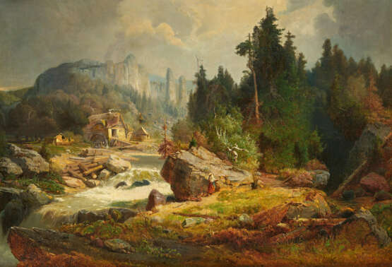 Paul von Franken. Caucasus Landscape with a Sawmill on the River - Foto 1