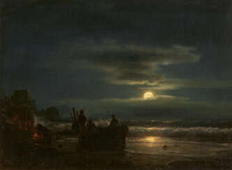 Oswald Achenbach. Moonrise at the Sea