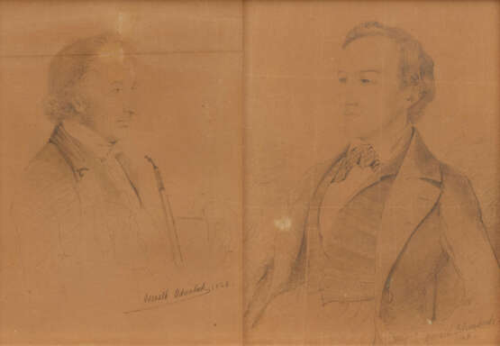 Oswald Achenbach. Two Drawings: Gentlemen's Portraits - photo 1