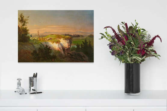 Monogrammist F.K.. Shepherd with his Herd in Evening Light - Foto 4 Monogrammist F.K.. Shepherd with his Herd in Evening Light - Foto 4