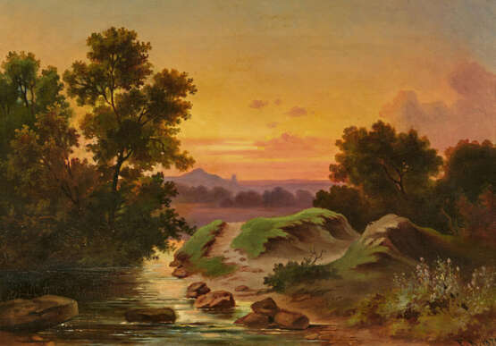 Monogrammist F.K.. Landscape with Stream in Evening Light - photo 1