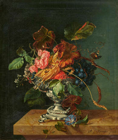 Amalie Kärcher. Fruit and Flowers in a Silver Bowl - photo 1