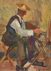 Hans Lindner. Portrait of the Painter Heinrich von Zügel, Lindner's Teacher, in Front of the Easel