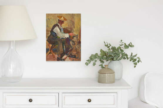 Hans Lindner. Portrait of the Painter Heinrich von Zügel, Lindner's Teacher, in Front of the Easel - Foto 4