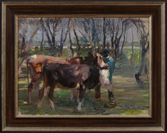 Heinrich von Zügel. Kuh und junges Rind mit Hüter - Foto 2