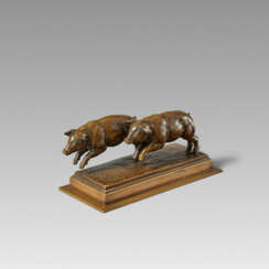 August Gaul. Two Running Piglets