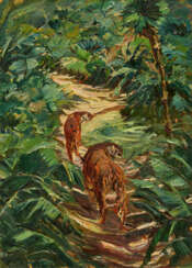 Otto Dill. Two Tigers in Exotic Forest Landscape