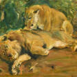 Otto Dill. Resting Couple of Lions - Now at the auction