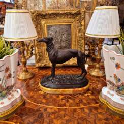 19th Century Statue of a Greyhound in Bronze, in the Style of Pierre-Jules M&ecirc;ne