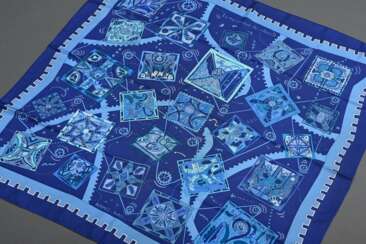 Hermès Seiden Carré "La mécenique des idées" in Bl…