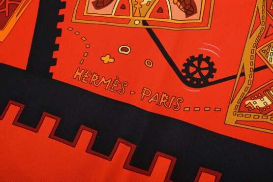 Hermès Seiden Carré "La mécenique des idées" in ro… - Foto 3