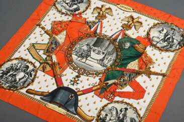 Hermès silk carré ‘Napoléon’ in blue/red/gold, des…