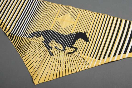 Hermès Seiden Dreieckstuch "H Au Galopp" in gold/s… - Foto 2