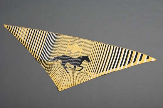 Hermès Seiden Dreieckstuch "H Au Galopp" in gold/s… - Foto 3