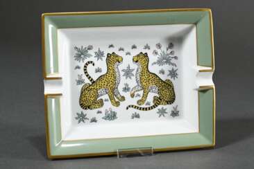 Hermès Aschenbecher mit polychromem Dekor "Leopard…