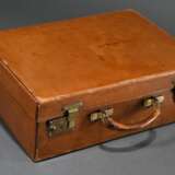 Small brown vintage leather suitcase with embossed… - photo 1