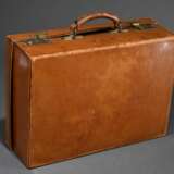 Small brown vintage leather suitcase with embossed… - photo 2