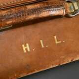 Small brown vintage leather suitcase with embossed… - photo 3