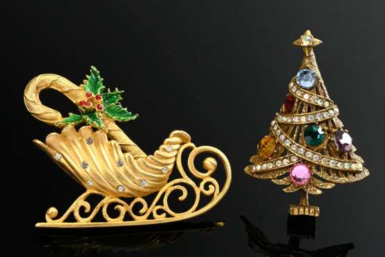 2 Various pieces of Christmas costume jewellery ca… - photo 1 2 Various pieces of Christmas costume jewellery ca… - photo 1