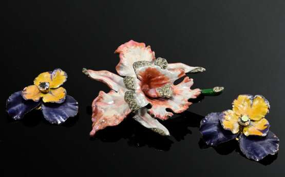3 Pieces of floral costume jewellery with rhinesto… - photo 2 3 Pieces of floral costume jewellery with rhinesto… - photo 2