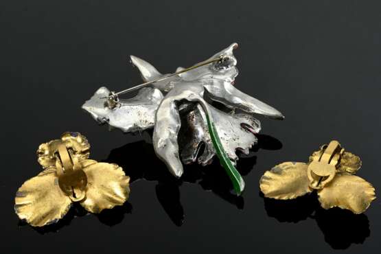 3 Pieces of floral costume jewellery with rhinesto… - photo 3 3 Pieces of floral costume jewellery with rhinesto… - photo 3