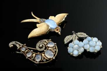 3 Diverse Teile Vintage Modeschmuck mit blau schim…