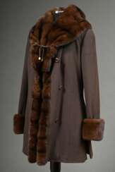 Dunkelbraune Kaschmir Jacke mit Nerz Manschetten u…