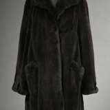 Dark brown plucked Saganerz short coat with shawl … - фото 1