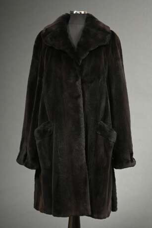 Dark brown plucked Saganerz short coat with shawl … - фото 1 Dark brown plucked Saganerz short coat with shawl … - фото 1