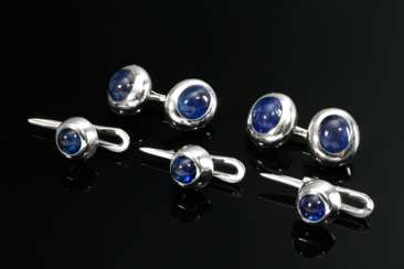 5 Teile Weißgold 750 Smoking Schmuck mit Saphir Ca…