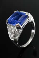 Großer Platin 950 Ring mit Saphir (ca. 10.29ct) un…