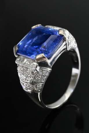 Großer Platin 950 Ring mit Saphir (ca. 10.29ct) un… - Foto 1