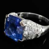 Großer Platin 950 Ring mit Saphir (ca. 10.29ct) un… - Foto 2