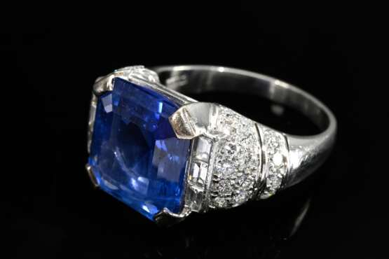 Großer Platin 950 Ring mit Saphir (ca. 10.29ct) un… - Foto 2