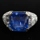 Großer Platin 950 Ring mit Saphir (ca. 10.29ct) un… - Foto 3