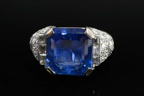 Großer Platin 950 Ring mit Saphir (ca. 10.29ct) un… - Foto 3
