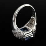 Großer Platin 950 Ring mit Saphir (ca. 10.29ct) un… - Foto 4