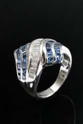 Eleganter Weißgold 750 Ring mit Saphir Carrés (zus…