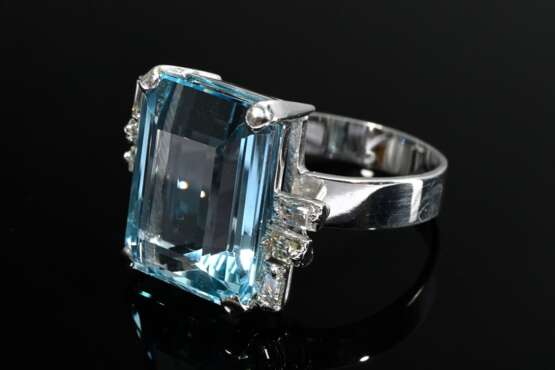 Feiner Weißgold 585 Ring mit Aquamarin im Treppens… - Foto 2