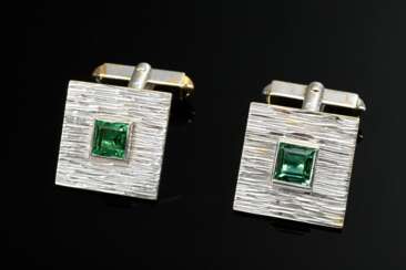 Paar rhodinierte Gelbgold 750 Manschettenknöpfe mi…