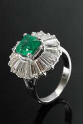 Platinum ring with emerald square step cut (approx…