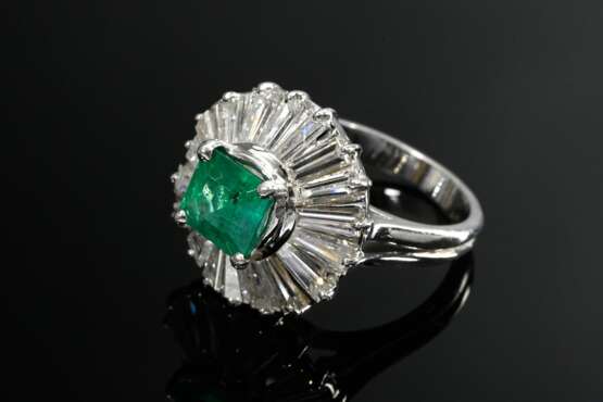 Platin Ring mit Smaragd Carré im Treppenschliff (c… - Foto 2