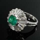 Platin Ring mit Smaragd Carré im Treppenschliff (c… - Foto 2