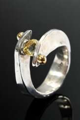 925 silver ring with 750 yellow gold balls and yel…