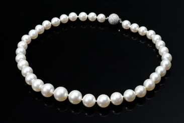 South Sea cultured pearl necklace with white gold …