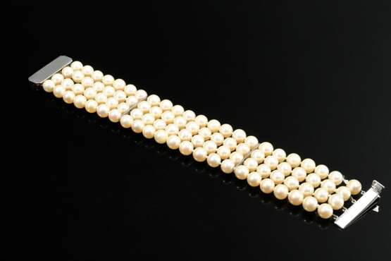 Four-row cultured pearl bracelet with simple white… - photo 1