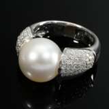 Elegant 750 white gold ring with South Sea culture… - фото 2