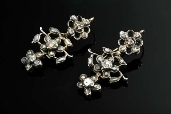 Pair of antique baroque silver and 585 red gold dr… - фото 1