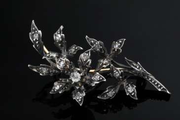 Antike Rotgold Zitternadel "Blütenzweig" mit beweg…